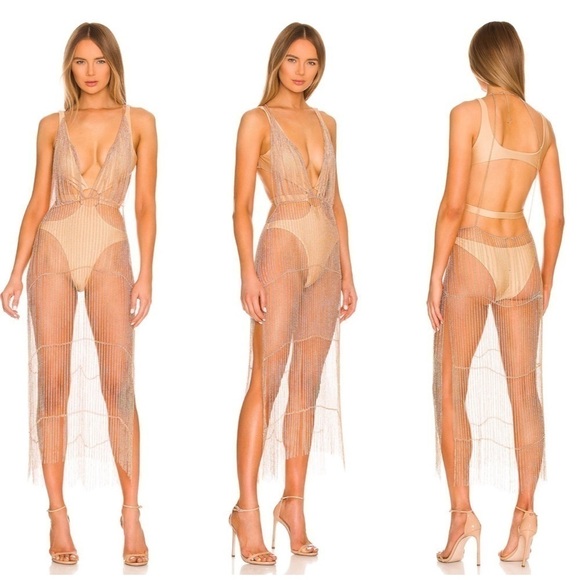 Michael Costello x REVOLVE Zayd Chain Dress in Gold - Picture 1 of 7